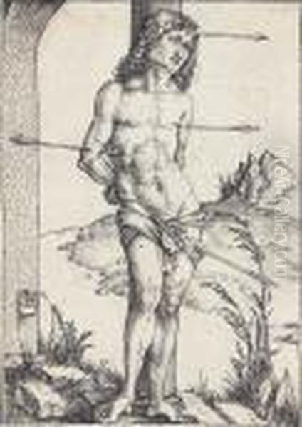 Saint Sebastian Bound To A Column Oil Painting by Albrecht Durer