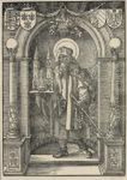 Saint Sebald In A Niche Oil Painting by Albrecht Durer