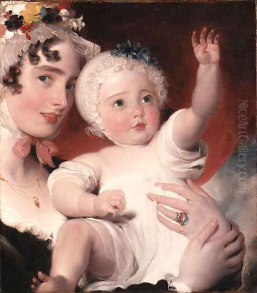 Portrait of Priscilla Anne, Lady Burghersh, later Countess of Westmorland, with her son, the Hon. George Fane Oil Painting by Sir Thomas Lawrence