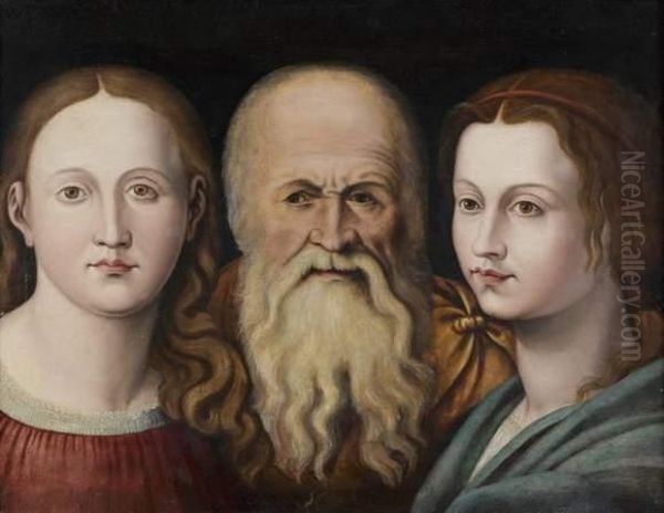 Pere Et Ses Deux Filles Oil Painting by Albrecht Durer