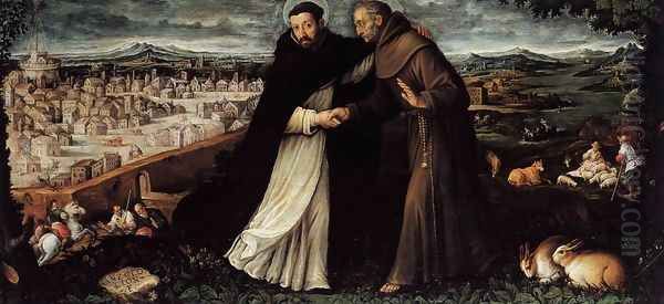 St Dominic and St Francis Oil Painting by Angelo Lion