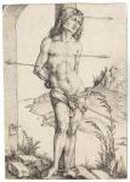 Der Heilige Sebastian An Der Saule Oil Painting by Albrecht Durer