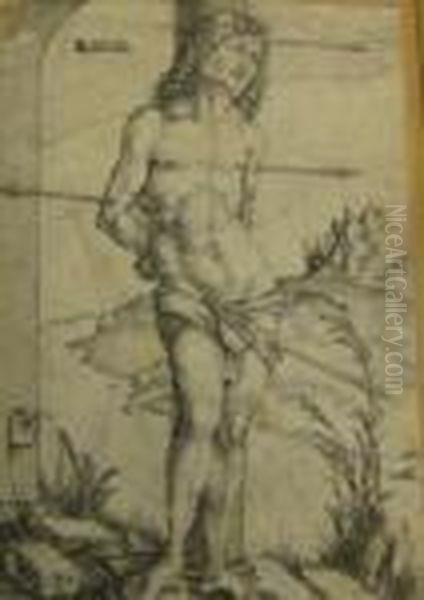 St. Sebastian Bound To The Column. Oil Painting by Albrecht Durer