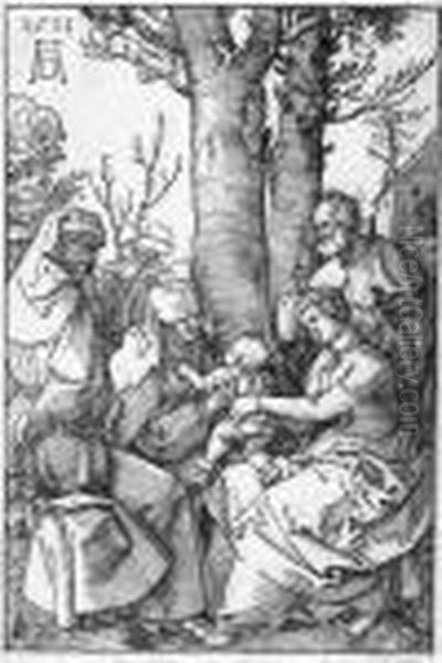 Die Heilige Familie Mit Joachim Und Anna Unter Dem Baum. Oil Painting by Albrecht Durer