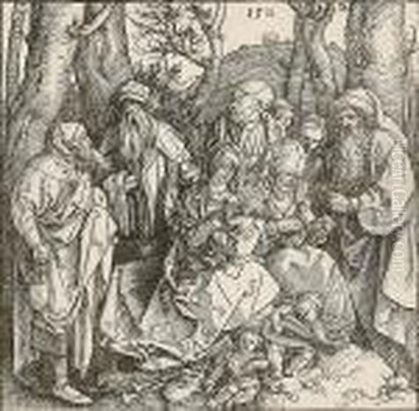 The Holy Kinship With Lute Playing Angels Oil Painting by Albrecht Durer