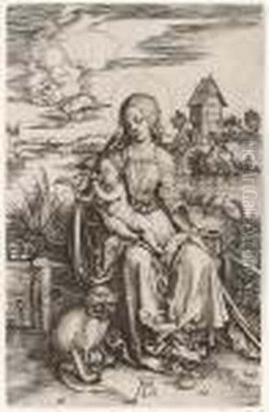 The Virgin And Child With A Monkey Oil Painting by Albrecht Durer