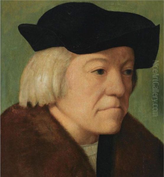 Portrait Of A Man, Head And 
Shoulders, Wearing A Black Coat With A Fur Collar And A Black Hat Oil Painting by Albrecht Durer