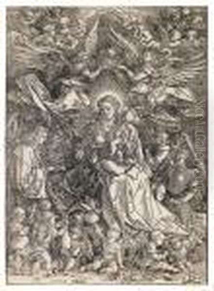 The Virgin Surrounded By Many Angels. Oil Painting by Albrecht Durer