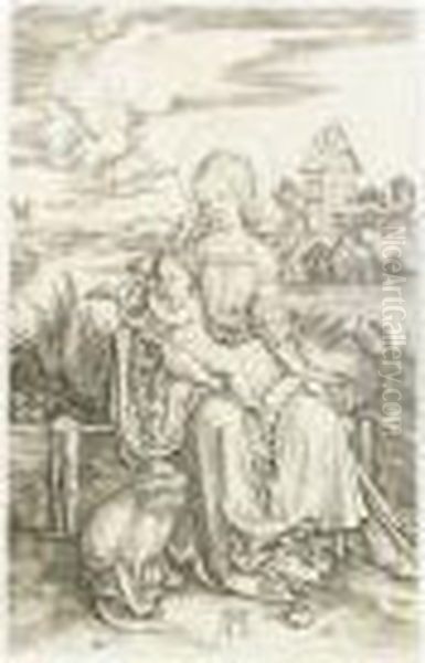 Virgin And Child With The Monkey. Oil Painting by Albrecht Durer