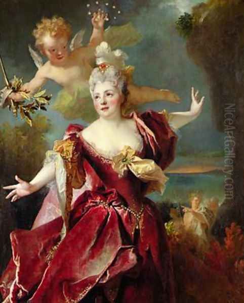 Mademoiselle Duclos in the role of Ariane in the Play Oil Painting by Nicolas de Largilliere