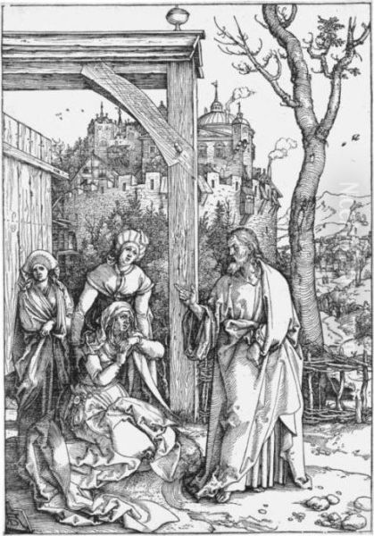 Christ Taking Leave Of His Mother Oil Painting by Albrecht Durer