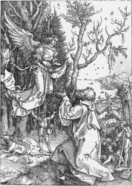 Joachim And The Angel; And The Presentation Of The Virgin In The Temple Oil Painting by Albrecht Durer