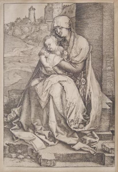 The Virgin And Child Seated By The Wall Oil Painting by Albrecht Durer