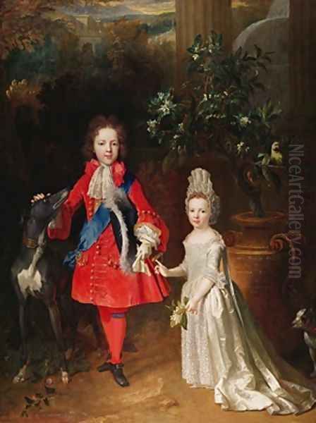 Prince James Francis Edward Stuart and Princess Maria Theresa Stuart Oil Painting by Nicolas de Largilliere