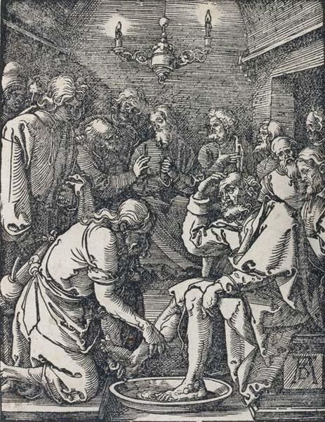 Le Christ Lavant Les Pieds Des Disciples,planche De La Petite Passion. Oil Painting by Albrecht Durer