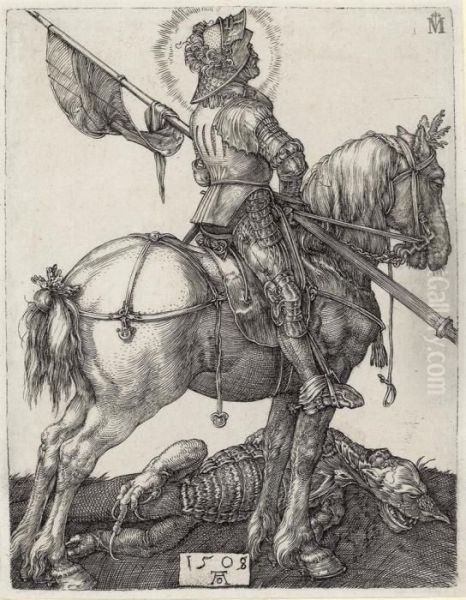 Saint George On Horseback Oil Painting by Albrecht Durer