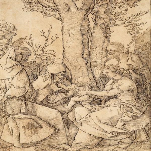 The Holy Family With Joachim And Anna Under The Tree Oil Painting by Albrecht Durer