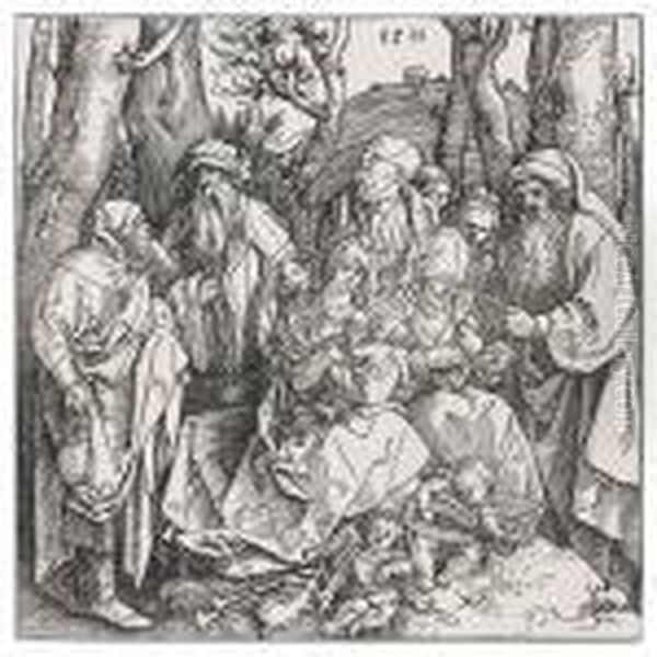 The Holy Kinship With The Lute-playing Angels Oil Painting by Albrecht Durer