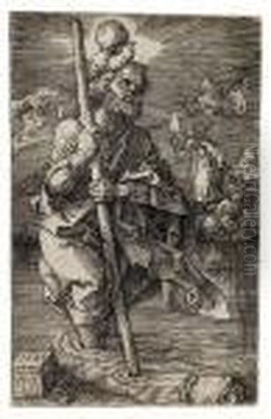 Saint Christopher Facing Right Oil Painting by Albrecht Durer