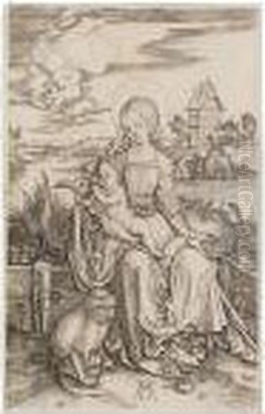 Virgin And Child With The Monkey Oil Painting by Albrecht Durer