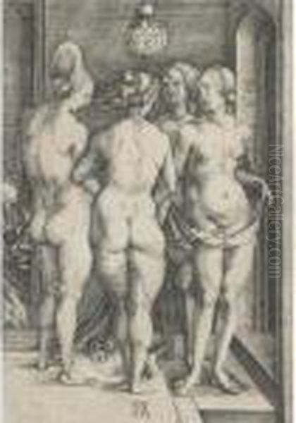 Four Naked Woman (b. 75; M., Holl. 69) Oil Painting by Albrecht Durer