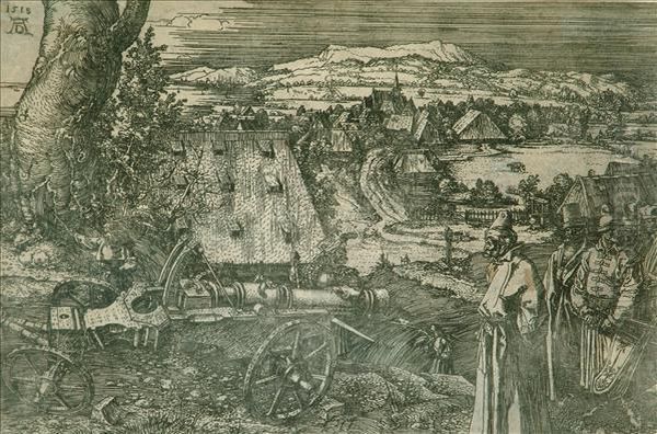 Durer Lanscape Withcannon Oil Painting by Albrecht Durer