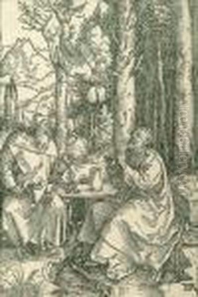 Durer St. Paul Visits St.paul In The Wilderness Woodcut 21.2cm X 14cm Oil Painting by Albrecht Durer