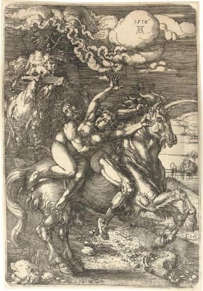 The Abduction Of Proserpina (b. 72; M., Holl. 67; S.m.s. 83) Oil Painting by Albrecht Durer