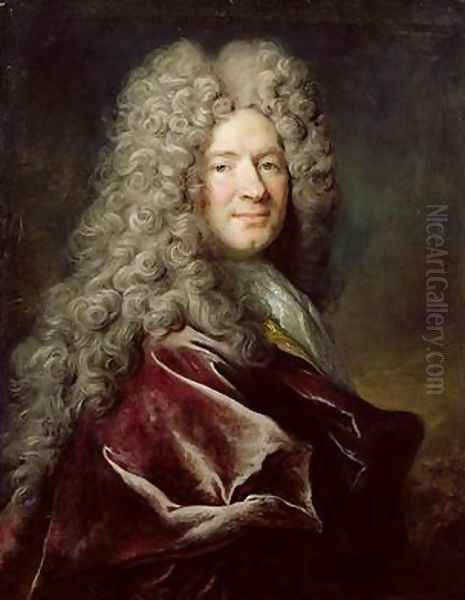 Portrait of a Man Wearing a Violet Robe Oil Painting by Nicolas de Largilliere