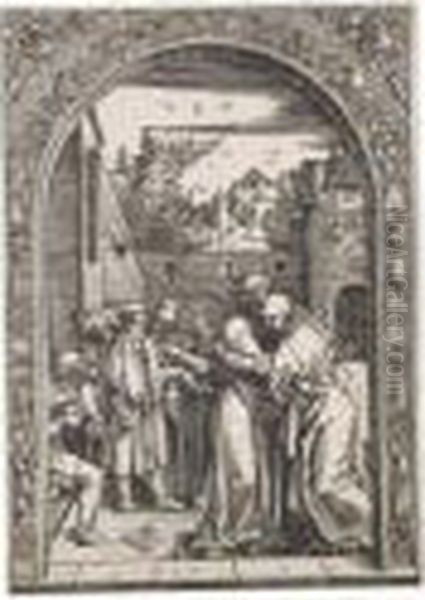 The Meeting Of Joachim And Ann At The Golden Gate Oil Painting by Albrecht Durer