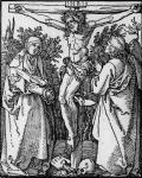 Christus Am Kreuz Mit Maria Und Johannes Oil Painting by Albrecht Durer