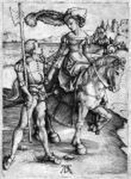 Das Fraulein Zu Pferd Und Der Landsknecht Oil Painting by Albrecht Durer