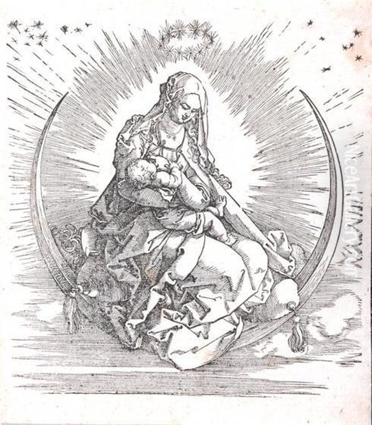 Virgin In A Crescent Moon With Christ Oil Painting by Albrecht Durer