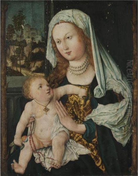 Virgin And Child Seated Before A Window Oil Painting by Albrecht Durer