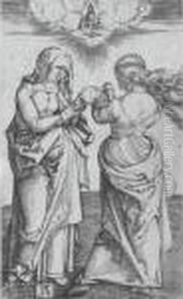 The Virgin With The Infant Christ And St Anne (bartsch 29; Meder, Hollstein 43) Oil Painting by Albrecht Durer