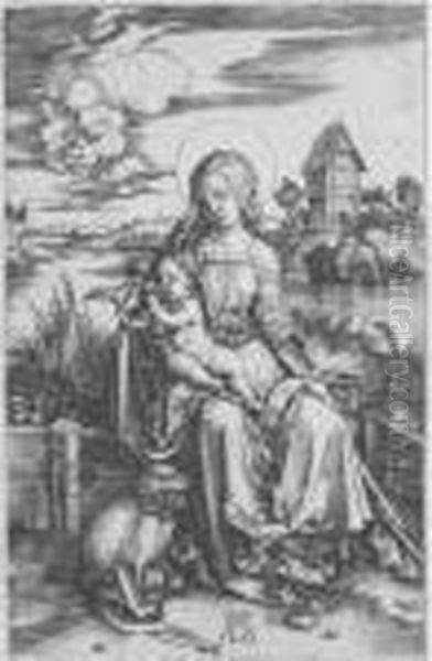 The Virgin And Child With The Monkey (b. 42; M., Holl. 30) Oil Painting by Albrecht Durer