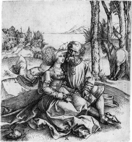 Der Liebesantrag Oil Painting by Albrecht Durer