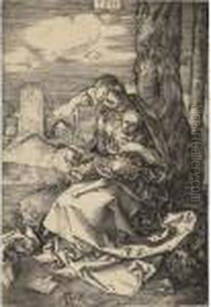 Madonna And Child With The Pear (b. 41; M., Holl. 33) Oil Painting by Albrecht Durer