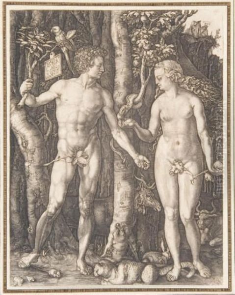 Adam Et Eve Oil Painting by Albrecht Durer