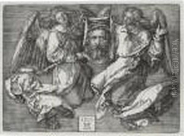 The Sudarium Held By Two Angels (b. 25; M., Holl. 26) Oil Painting by Albrecht Durer