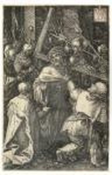 Christ Carrying The Cross From The Engraved Passion Oil Painting by Albrecht Durer