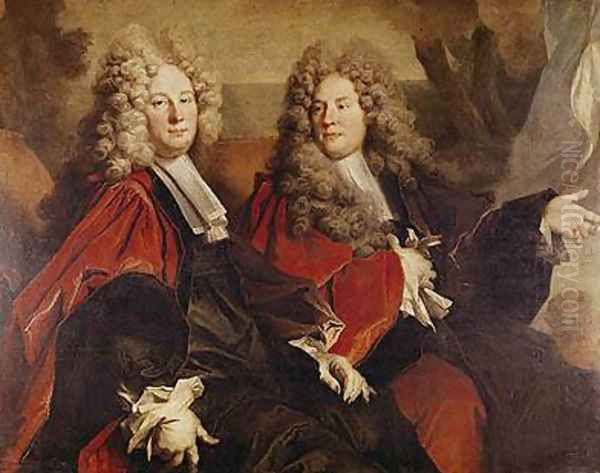 Portrait of Alderman Hugues Desnots and Alderman Bouhet Oil Painting by Nicolas de Largilliere