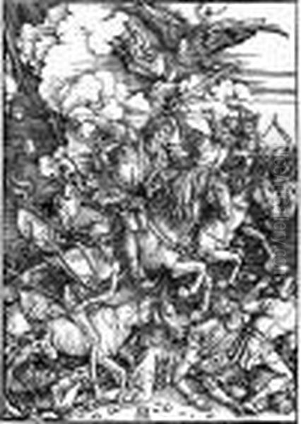 Die Apokalyptischen Reiter. - 
Die Iii. Figur Der Folge <die Apokalypse>. - Blatt 4 Der Folge <die 
Apokalypse> Oil Painting by Albrecht Durer