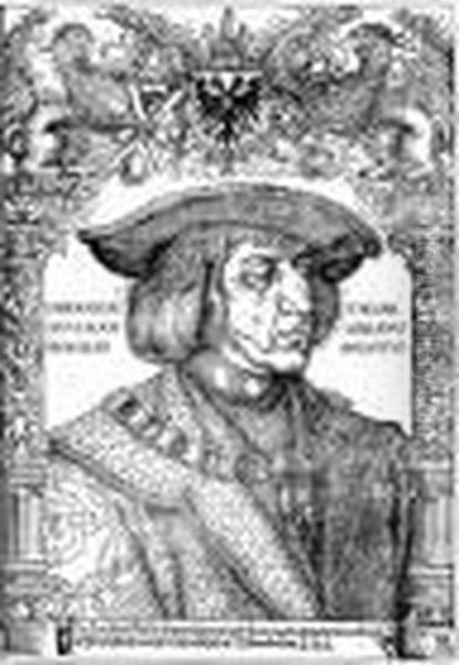 Bildnis Kaiser Maximilian I. Mit Architekturrahmen Vermutlich Von Weiditz Oil Painting by Albrecht Durer