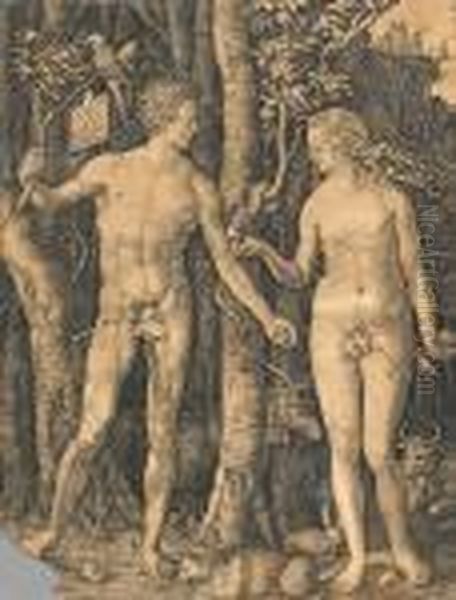 Adam And Eve Oil Painting by Albrecht Durer