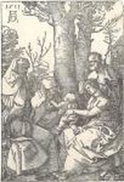 Die Heilige Familie Mit Joachim Und Anna Unter Dem Baum Oil Painting by Albrecht Durer