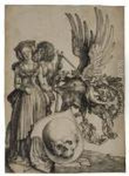 Coat-of-arms With A Skull Oil Painting by Albrecht Durer