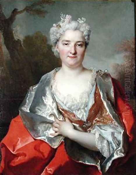 Portrait presumed to be Anne Therese de Marquenat de Courcelles Oil Painting by Nicolas de Largilliere