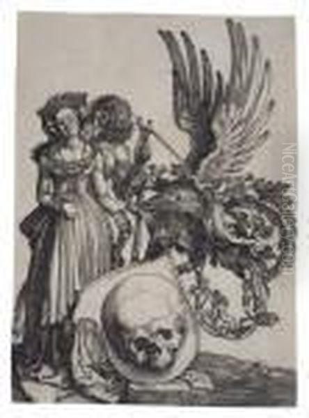 Coat-of-arms With A Skull Oil Painting by Albrecht Durer