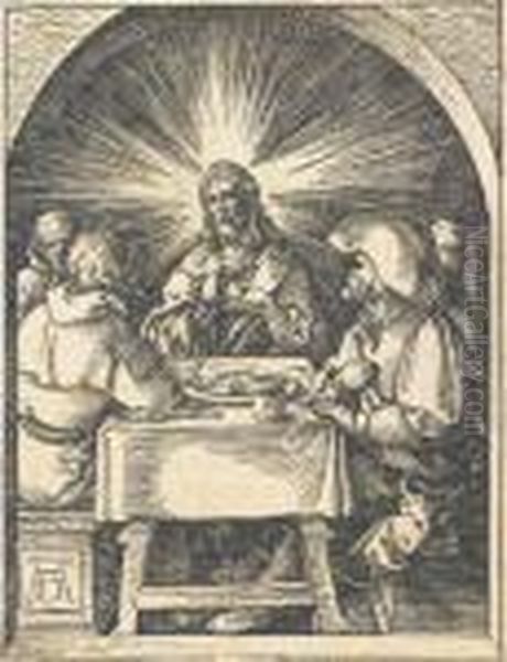 Cristo A Emmaus Oil Painting by Albrecht Durer